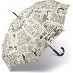 Happy Rain Automatický dlouhý deštník s potiskem novin 41093