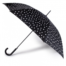 Happy Rain Automatický dlhý dáždnik s bielymi kvapkami 41100