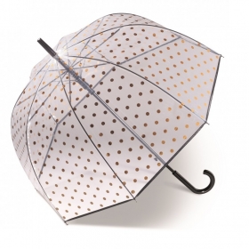 Pierre Cardin Long AC Domeshape Transparent Automatický deštník zlaté tečky 82720