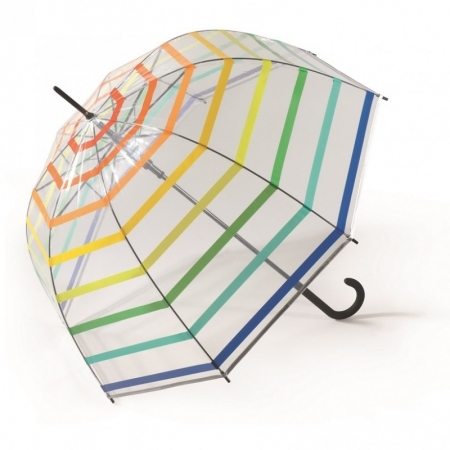Dlouhý automatický deštník průhledný s pruhy Benetton 56905