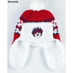 Teplá dětská pletená čepice ušánka barvy 121