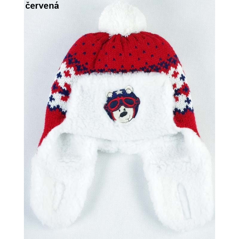 Teplá dětská pletená čepice ušánka barvy 121
